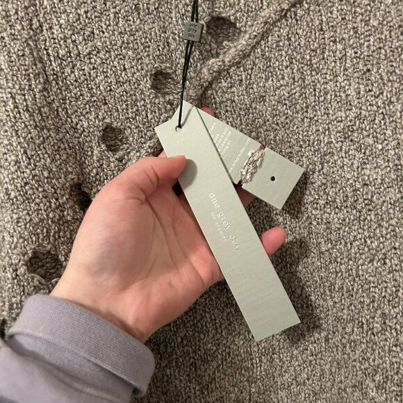 Anthropologie One Grey Day Women's Sweater Merino Wool Long sleeve crew neck - Picture 4 of 8